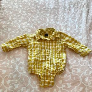 Gingham Yellow Baby Boy’s Onesie